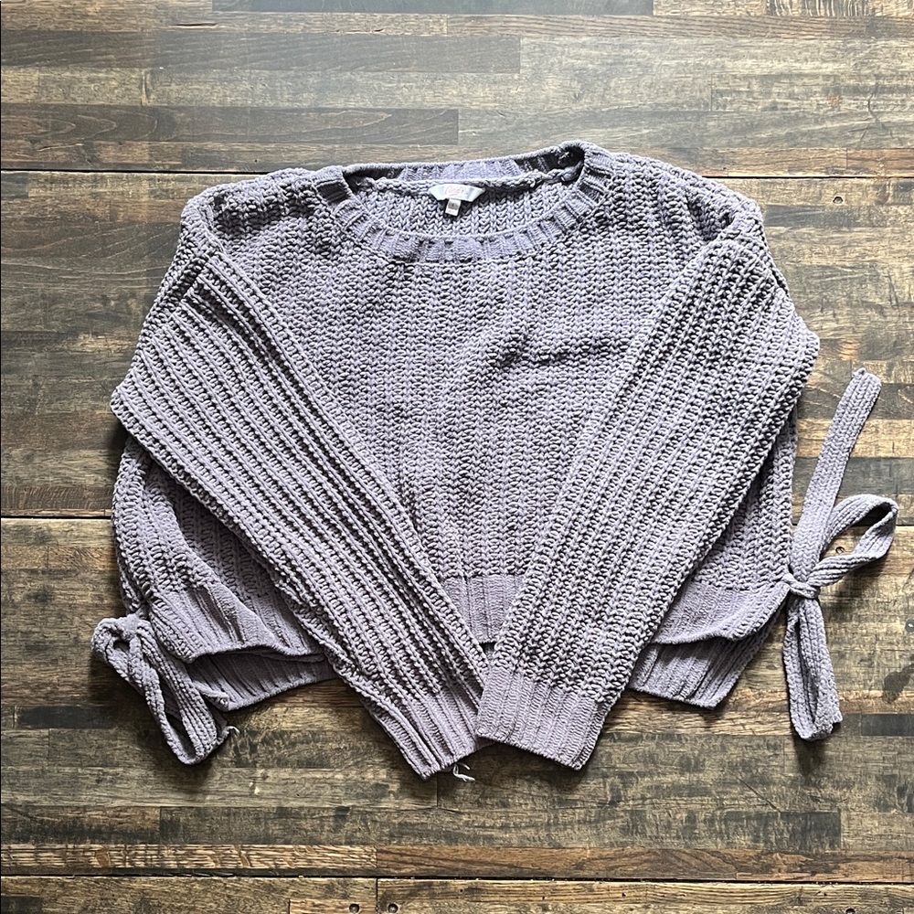 Candie's Gray Textured Crew Neck Sweater
